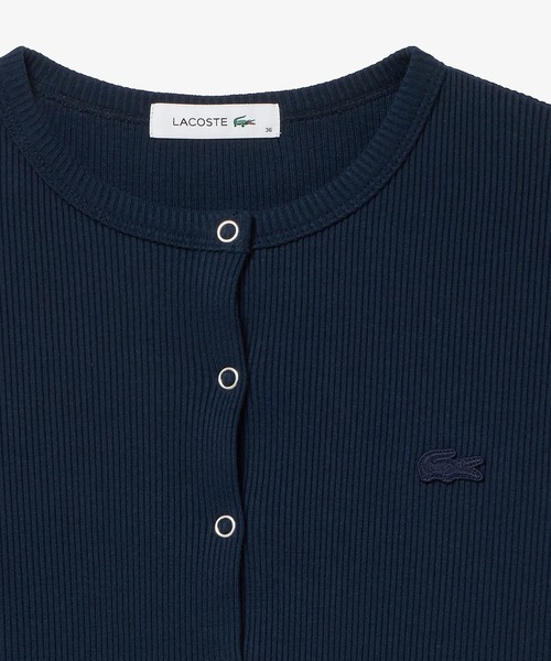 LACOSTE（ラコステ）の「ショート丈 リブジャージカーディガン（カーディガン/ボレロ・レディース・パープル/オリーブ/ブラック/ライトグレー/ライトピンク/ネイビー・34/38/36/40）」の22枚目の写真