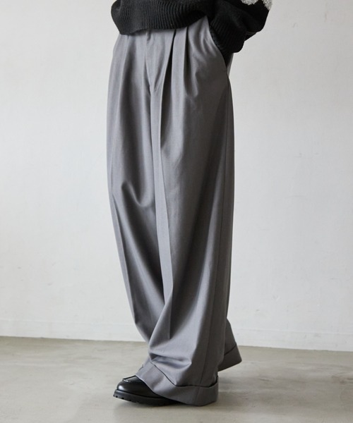 PBLIM（ページボーイリム）の「《UNISEX》ロールアップワイドスラックス（スラックス・レディース・グレー/ブラック・MEDIUM/LARGE）」の1枚目の写真