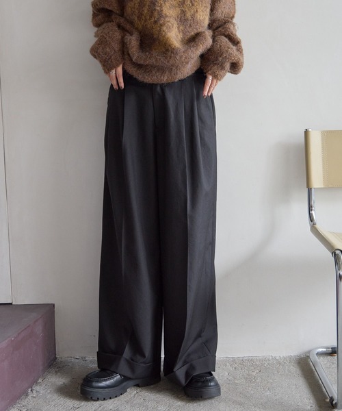 PBLIM（ページボーイリム）の「《UNISEX》ロールアップワイドスラックス（スラックス・レディース・グレー/ブラック・MEDIUM/LARGE）」の2枚目の写真