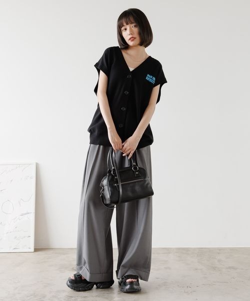 PBLIM（ページボーイリム）の「《UNISEX》ロールアップワイドスラックス（スラックス・レディース・グレー/ブラック・MEDIUM/LARGE）」の4枚目の写真