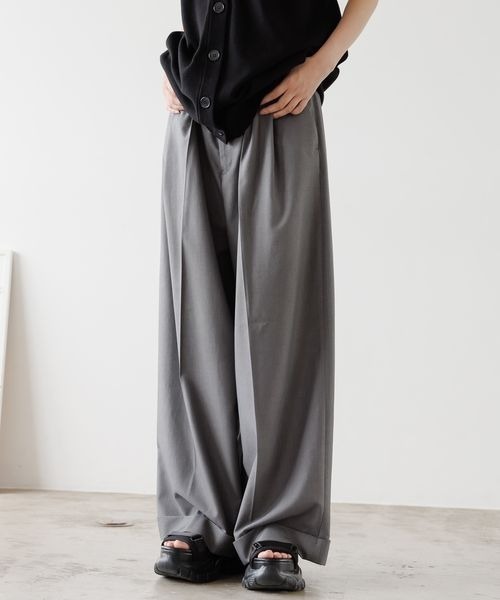 PBLIM（ページボーイリム）の「《UNISEX》ロールアップワイドスラックス（スラックス・レディース・グレー/ブラック・MEDIUM/LARGE）」の6枚目の写真