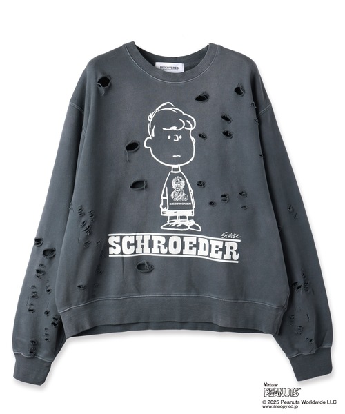 DISCOVERED（ディスカバード）の「PEANUTSxDISCOVERED DAMAGE PIGMENT DYED SWEAT（スウェット・メンズ・ブラック系2/ブラック系1/ブラック系3・2/3）」の4枚目の写真