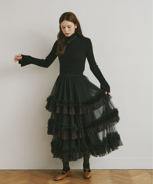 Olu.（オルドット）の「ボリュームティアードスカート（スカート・レディース・アイボリー/ブラック/ブラウン・FREE）」の16枚目の写真