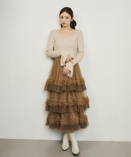 Olu.（オルドット）の「ボリュームティアードスカート（スカート・レディース・アイボリー/ブラック/ブラウン・FREE）」の22枚目の写真