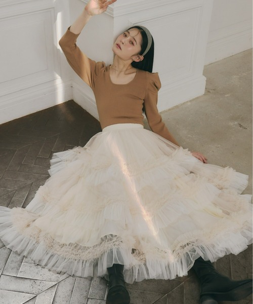 Olu.（オルドット）の「ボリュームティアードスカート（スカート・レディース・アイボリー/ブラック/ブラウン・FREE）」の15枚目の写真