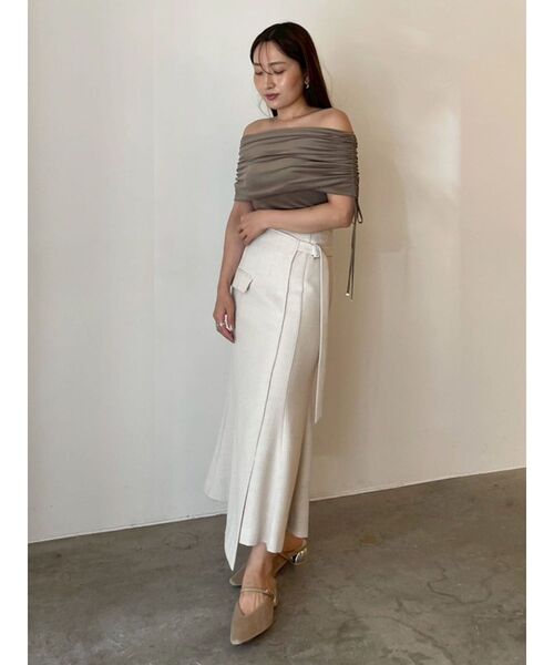 LAGUNAMOON（ラグナムーン）の「ツイードウエストアシメナローフレアスカート（スカート・レディース・ブラウン/ブラック/アイボリー・MEDIUM/SMALL）」の6枚目の写真