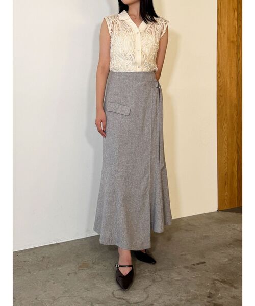 LAGUNAMOON（ラグナムーン）の「ツイードウエストアシメナローフレアスカート（スカート・レディース・ブラウン/ブラック/アイボリー・MEDIUM/SMALL）」の10枚目の写真