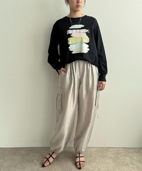 LHELBIE(レルビエ)の「ロゴペイントロンT(Tシャツ/カットソー・レディース・ブラック/ホワイト・M)」の3枚目の写真