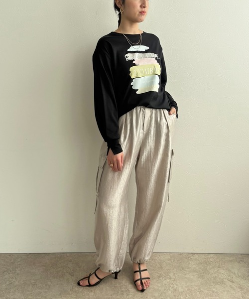 LHELBIE(レルビエ)の「ロゴペイントロンT(Tシャツ/カットソー・レディース・ブラック/ホワイト・M)」の7枚目の写真