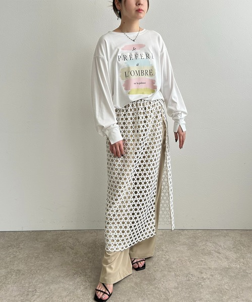 LHELBIE(レルビエ)の「ロゴペイントロンT(Tシャツ/カットソー・レディース・ブラック/ホワイト・M)」の16枚目の写真