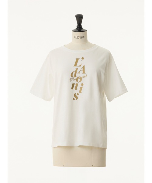 STRAWBERRY-FIELDS(ストロベリーフィールズ)の「スワイ天竺_ラメプリントロゴティーシャツ(Tシャツ/カットソー・レディース・オフホワイト/チャコールグレー・2)」の4枚目の写真