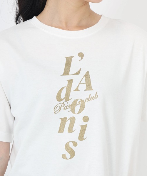 STRAWBERRY-FIELDS(ストロベリーフィールズ)の「スワイ天竺_ラメプリントロゴティーシャツ(Tシャツ/カットソー・レディース・オフホワイト/チャコールグレー・2)」の6枚目の写真