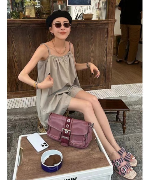 gossip!ロサンゼルス(ゴシップロサンゼルス)の「バックリボンキャミソール ワイドサロペット(パンツドレス・レディース・ブラック/ベージュ・FREE)」の7枚目の写真