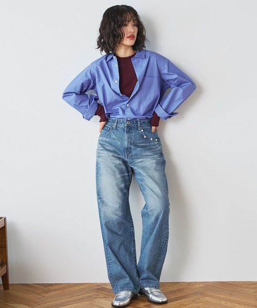 SOMETHING(サムシング)の「SOMETHING ELSA ヴィンテージルーズストレートパールデニムパンツ(デニムパンツ・レディース・ライトインディゴブルー・SMALL/X-SMALL)」の7枚目の写真