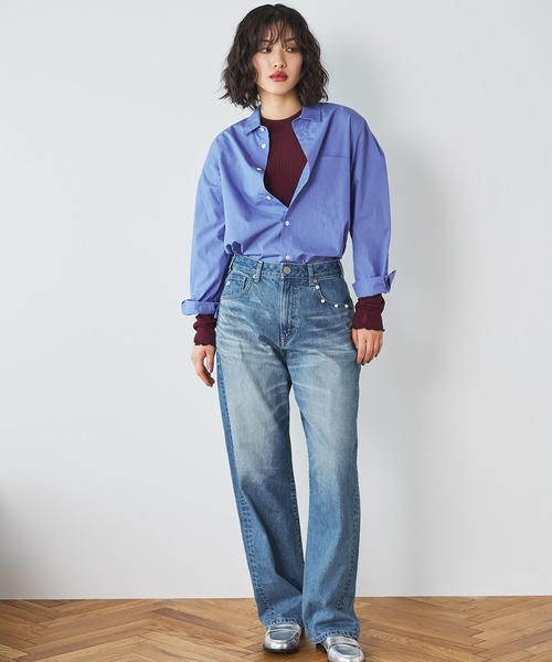 SOMETHING(サムシング)の「SOMETHING ELSA ヴィンテージルーズストレートパールデニムパンツ(デニムパンツ・レディース・ライトインディゴブルー・SMALL/X-SMALL)」の10枚目の写真