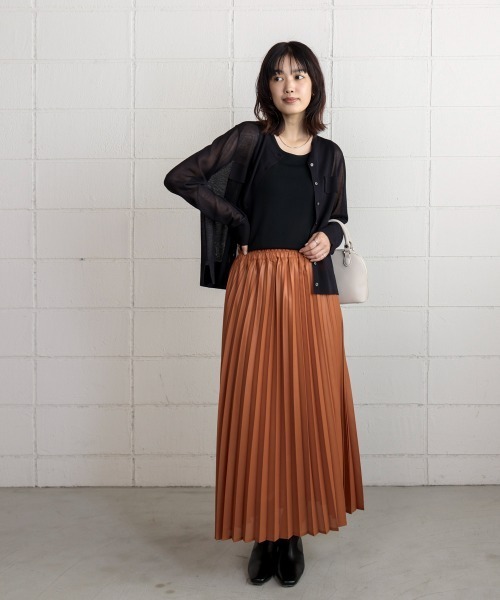 Bou Jeloud(ブージュルード)の「レザーライクチンツ加工スカート(スカート・レディース・テラコッタ/ブラック・38)」の10枚目の写真