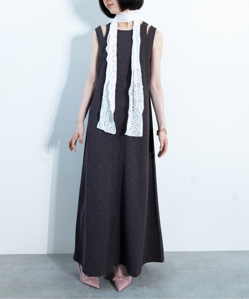 MIDVEIN（ミッドヴェイン）の「double shoulder dress（ワンピース・レディース・ブラウン/ベージュ/ブラック・FREE）」の3枚目の写真