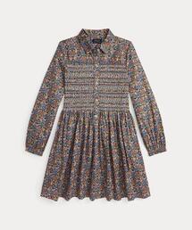 POLO RALPH LAUREN CHILDRENSWEAR（ポロ ラルフ ローレン チルドレンズウェア）の「フローラル スモックド コットン ツイル ドレス（シャツワンピース・キッズ）」