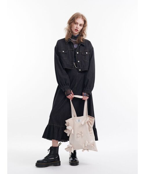 jouetie（ジュエティ）の「ベロアリボントートバッグ A4サイズ（トートバッグ・レディース・ブラック/レッド/オフホワイト/ピンク/ブルー・FREE）」の9枚目の写真