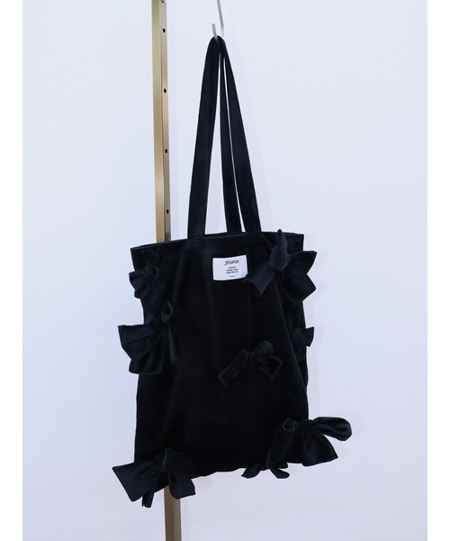 jouetie（ジュエティ）の「ベロアリボントートバッグ A4サイズ（トートバッグ・レディース・ブラック/レッド/オフホワイト/ピンク/ブルー・FREE）」の3枚目の写真