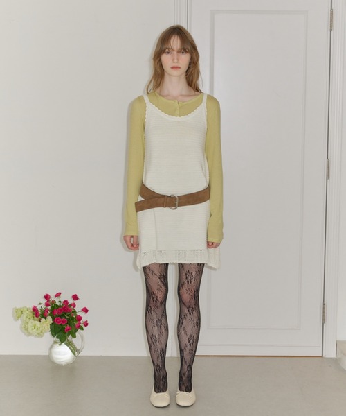 GIUNON(ジウノン)の「scallop knit dress / スカラップニットドレス(ワンピース・レディース・アイボリー/ブラック・FREE)」の8枚目の写真