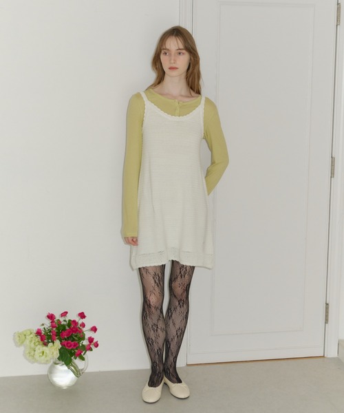 GIUNON(ジウノン)の「scallop knit dress / スカラップニットドレス(ワンピース・レディース・アイボリー/ブラック・FREE)」の12枚目の写真
