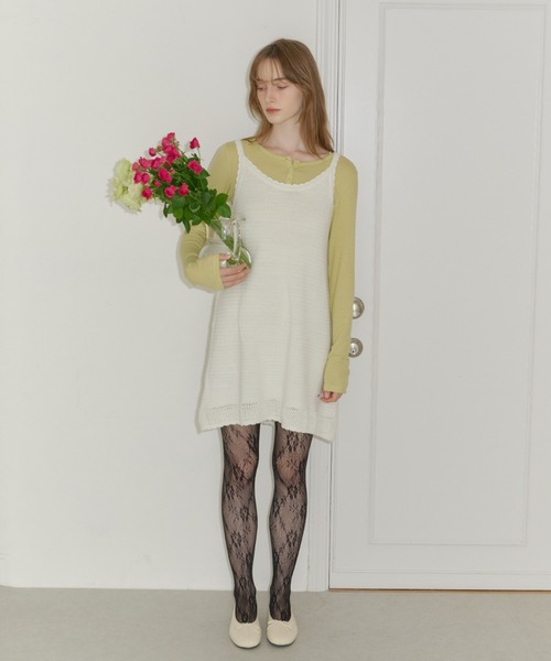 GIUNON(ジウノン)の「scallop knit dress / スカラップニットドレス(ワンピース・レディース・アイボリー/ブラック・FREE)」の13枚目の写真