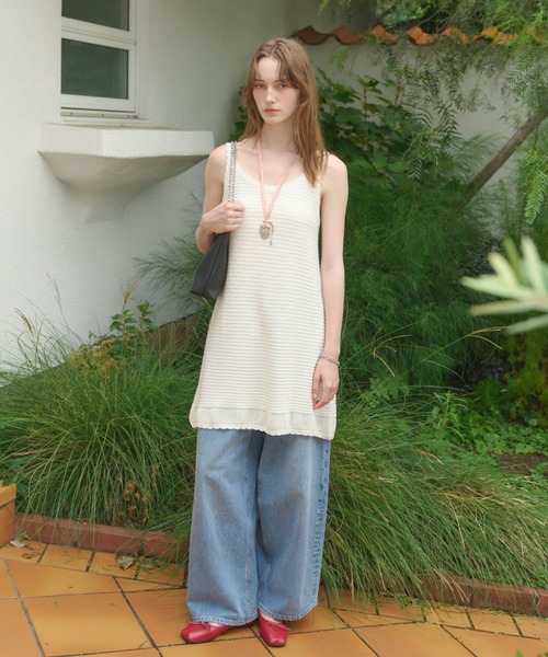 GIUNON(ジウノン)の「scallop knit dress / スカラップニットドレス(ワンピース・レディース・アイボリー/ブラック・FREE)」の3枚目の写真