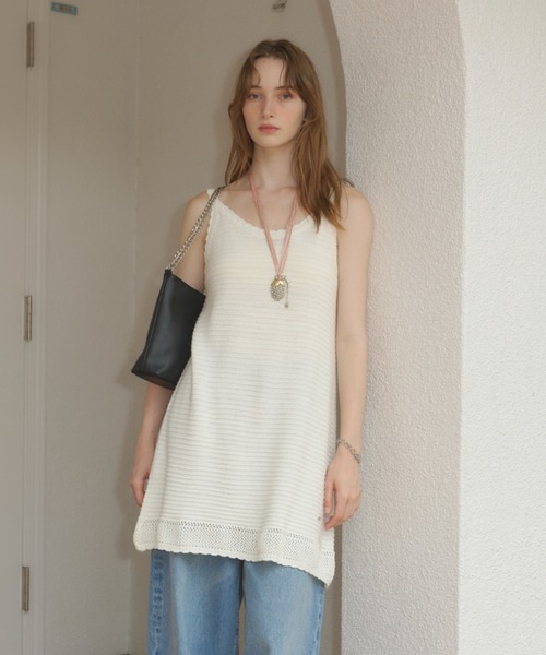 GIUNON(ジウノン)の「scallop knit dress / スカラップニットドレス(ワンピース・レディース・アイボリー/ブラック・FREE)」の5枚目の写真