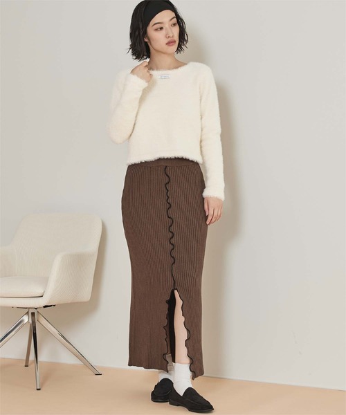 miette(ミエット)の「前後2wayシャギーニット(ニット/セーター・レディース・ネイビー/ライトブルー/オフホワイト・S/M/L)」の5枚目の写真