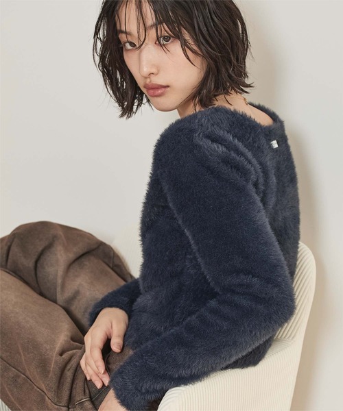miette(ミエット)の「前後2wayシャギーニット(ニット/セーター・レディース・ネイビー/ライトブルー/オフホワイト・S/M/L)」の8枚目の写真