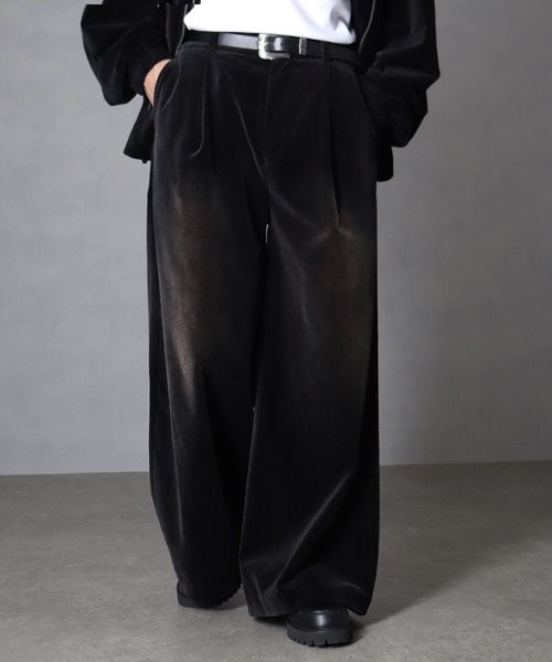 welise（ウェライズ）の「【welise/ウェライズ】ヴィンテージベルベット ワイドバギーフレアスラックス（スラックス・メンズ・チャコールグレー/ブラック/レッド/ネイビー・L/M/S）」の6枚目の写真