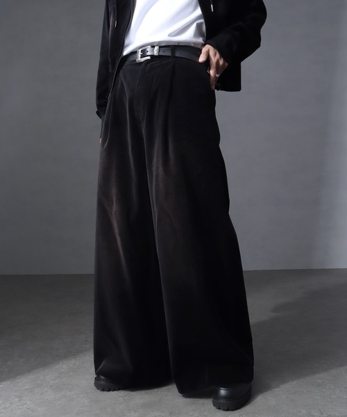 welise（ウェライズ）の「【welise/ウェライズ】ヴィンテージベルベット ワイドバギーフレアスラックス（スラックス・メンズ・チャコールグレー/ブラック/レッド/ネイビー・L/M/S）」の8枚目の写真