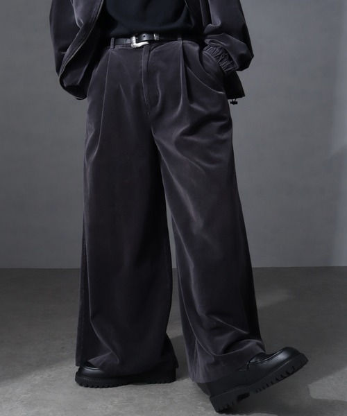 welise（ウェライズ）の「【welise/ウェライズ】ヴィンテージベルベット ワイドバギーフレアスラックス（スラックス・メンズ・チャコールグレー/ブラック/レッド/ネイビー・L/M/S）」の14枚目の写真