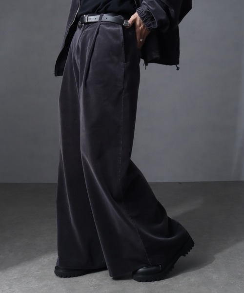 welise（ウェライズ）の「【welise/ウェライズ】ヴィンテージベルベット ワイドバギーフレアスラックス（スラックス・メンズ・チャコールグレー/ブラック/レッド/ネイビー・L/M/S）」の13枚目の写真