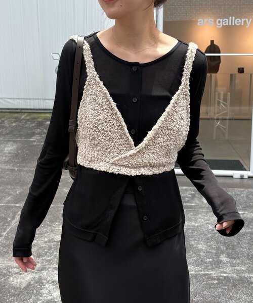 【WEB限定/セットアイテム】クロスビスチェ×シアーカーディガン