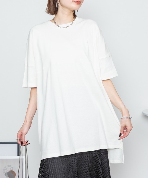 RCD(アールシーディー)の「シングルジャージフットボール半袖カットソー(Tシャツ/カットソー・レディース・ブラック/オフホワイト/ピンクベージュ・LL~3L/M-L)」の2枚目の写真