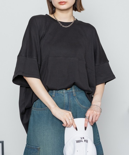 RCD(アールシーディー)の「シングルジャージフットボール半袖カットソー(Tシャツ/カットソー・レディース・ブラック/オフホワイト/ピンクベージュ・LL~3L/M-L)」の7枚目の写真