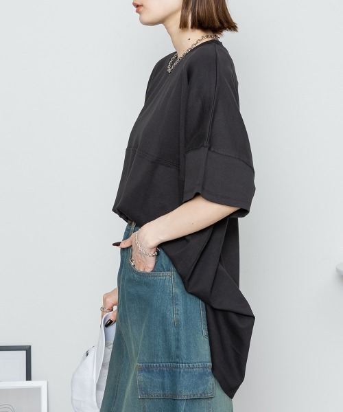RCD(アールシーディー)の「シングルジャージフットボール半袖カットソー(Tシャツ/カットソー・レディース・ブラック/オフホワイト/ピンクベージュ・LL~3L/M-L)」の8枚目の写真