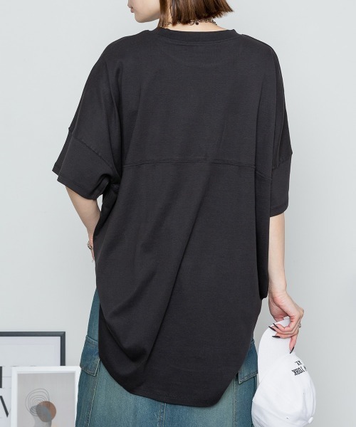 RCD(アールシーディー)の「シングルジャージフットボール半袖カットソー(Tシャツ/カットソー・レディース・ブラック/オフホワイト/ピンクベージュ・LL~3L/M-L)」の9枚目の写真