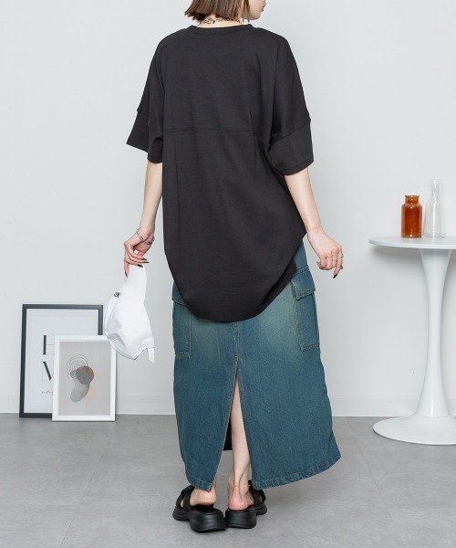 RCD(アールシーディー)の「シングルジャージフットボール半袖カットソー(Tシャツ/カットソー・レディース・ブラック/オフホワイト/ピンクベージュ・LL~3L/M-L)」の18枚目の写真
