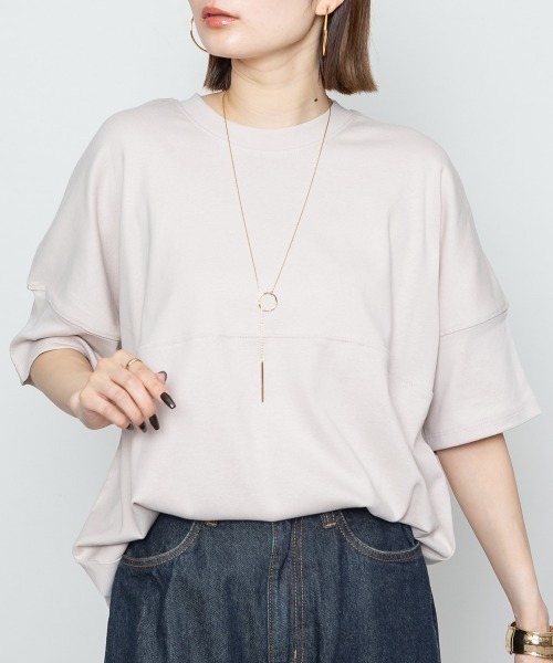 RCD(アールシーディー)の「シングルジャージフットボール半袖カットソー(Tシャツ/カットソー・レディース・ブラック/オフホワイト/ピンクベージュ・LL~3L/M-L)」の10枚目の写真