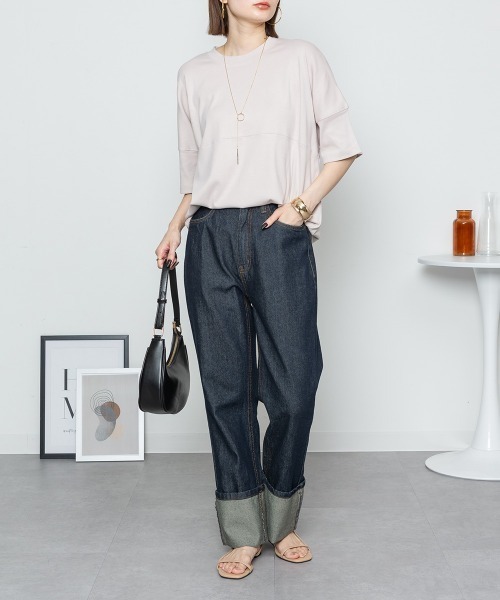 RCD(アールシーディー)の「シングルジャージフットボール半袖カットソー(Tシャツ/カットソー・レディース・ブラック/オフホワイト/ピンクベージュ・LL~3L/M-L)」の19枚目の写真