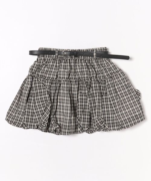 STAY MOTION（ステイモーション）の「【WEB限定】ベルト付きチェック柄バルーンミニスカート［韓国ファッション ガーリー］（スカート・レディース・ネイビー/ブラック・S/M）」の9枚目の写真