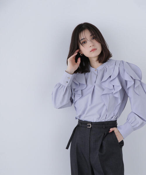 新品未使用 リネンインディゴフリルシャツ ソワ 新品未使用 リネンインディゴフリルシャツ ソワ シュリンク