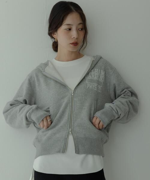 Champion（チャンピオン）の「『別注』Champion×Sonny Label　スウェットジップフーディー（パーカー・レディース・グレー/オートミール/スミクロ・ONE）」の16枚目の写真