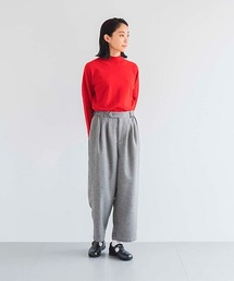 ポリエステルツイードのタックパンツ