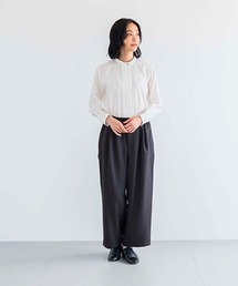 ポリエステルツイードのタックパンツ