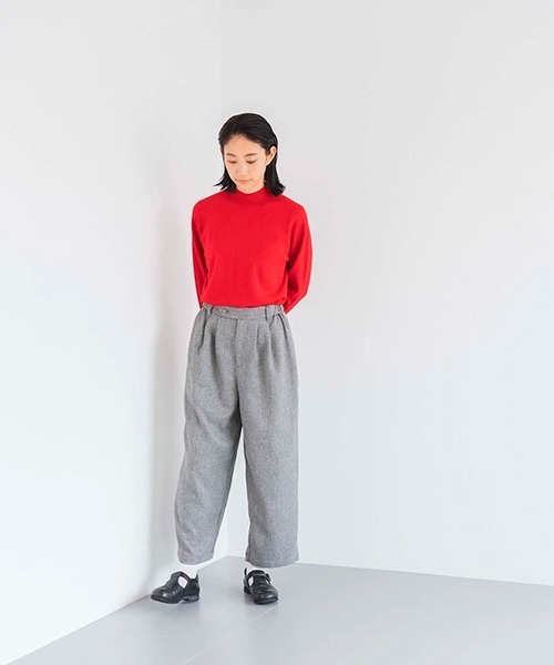 D(ディー)の「ポリエステルツイードのタックパンツ(その他パンツ・レディース・グレー/ブラック・MEDIUM)」の3枚目の写真
