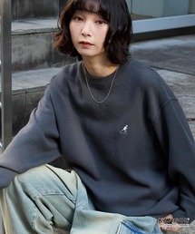 KANGOL/カンゴール 別注 ロゴ ワンポイント刺繍スウェットライククルーネックニットプルオーバー
